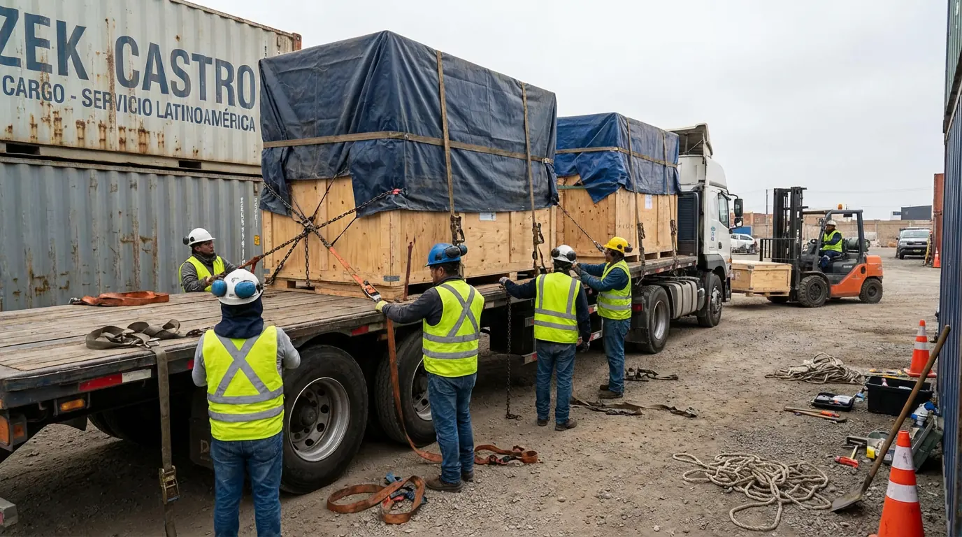 Personal verificando carga antes de su transporte en almacén